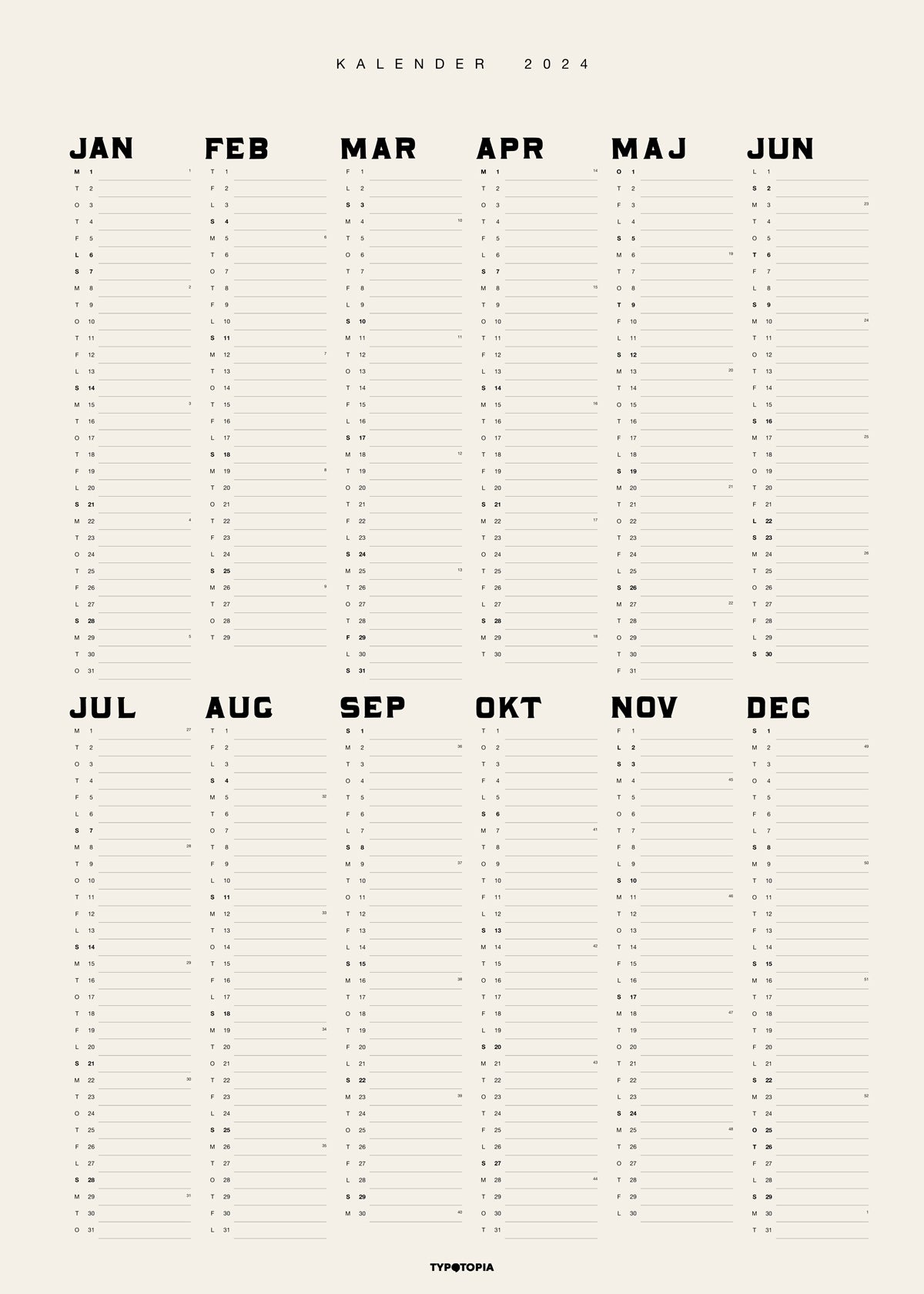 Calendar 2024 — Poster 50x70