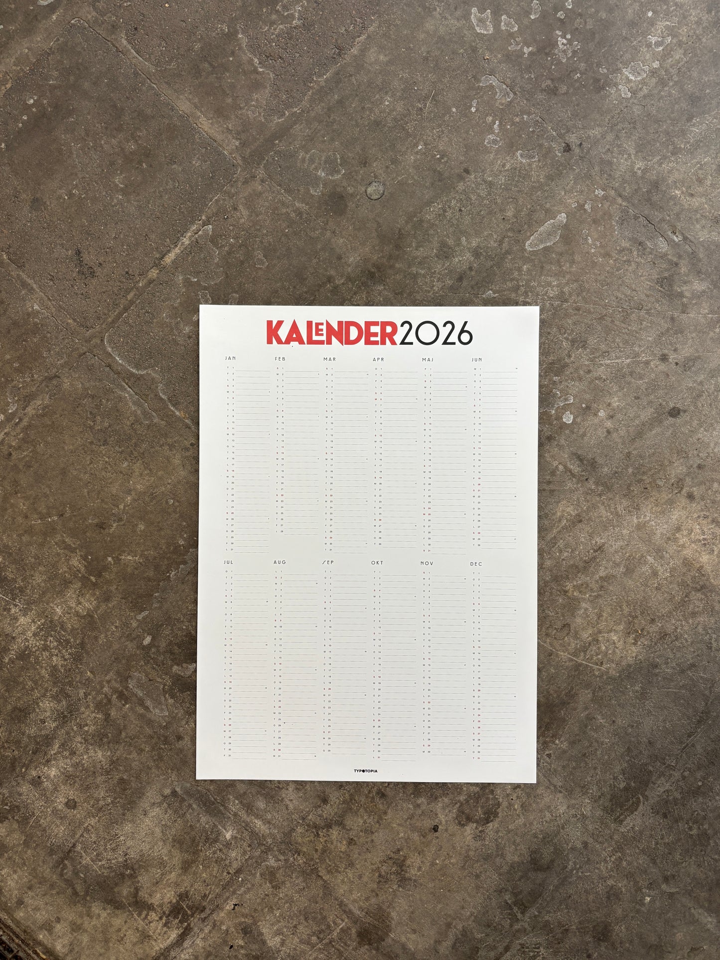 Calendar 2026 — 50x70 Poster